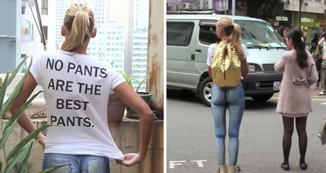 A woman walks around New York City with no pants … and 